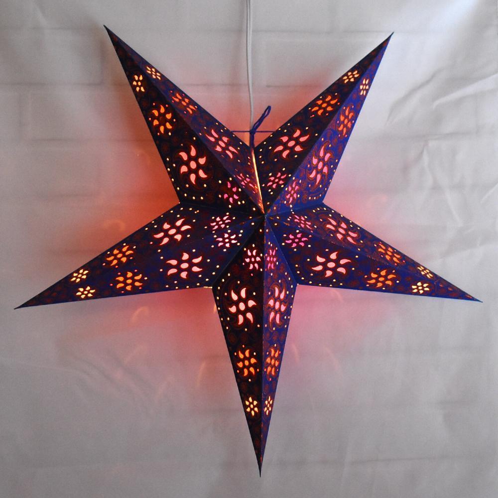 24&quot; Blue / Copper Glitter Winds Paper Star Lantern, Hanging Decoration - LunaBazaar.com - Discover. Decorate. Celebrate.