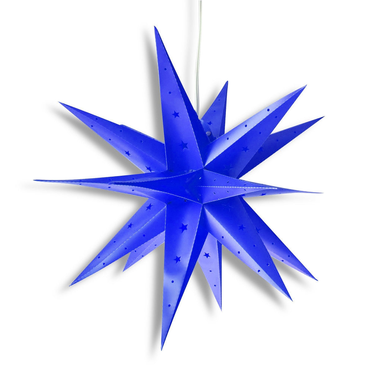 LANTERN + CORD + BULB | 24&quot; Dark Blue Moravian Weatherproof Star Lantern Lamp, Hanging Decoration - LunaBazaar - Discover. Decorate. Celebrate.