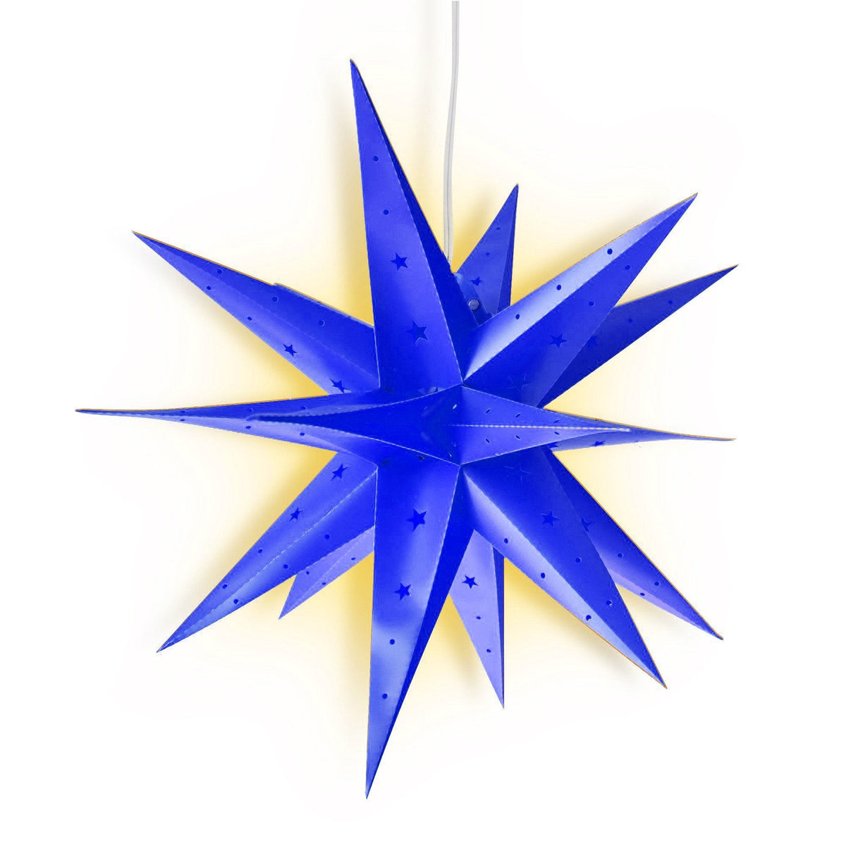 LANTERN + CORD + BULB | 30&quot; Dark Blue Moravian Weatherproof Star Lantern Lamp, Hanging Decoration - LunaBazaar - Discover. Decorate. Celebrate.