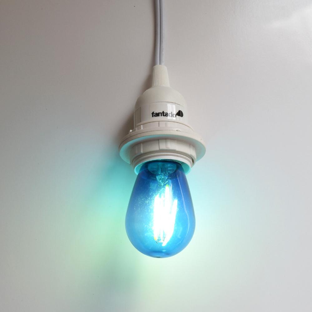 Blue LED Filament S14 Shatterproof Energy Saving Colored Light Bulb, Dimmable, 2W,  E26 Medium Base - Luna Bazaar | Boho &amp; Vintage Style Decor