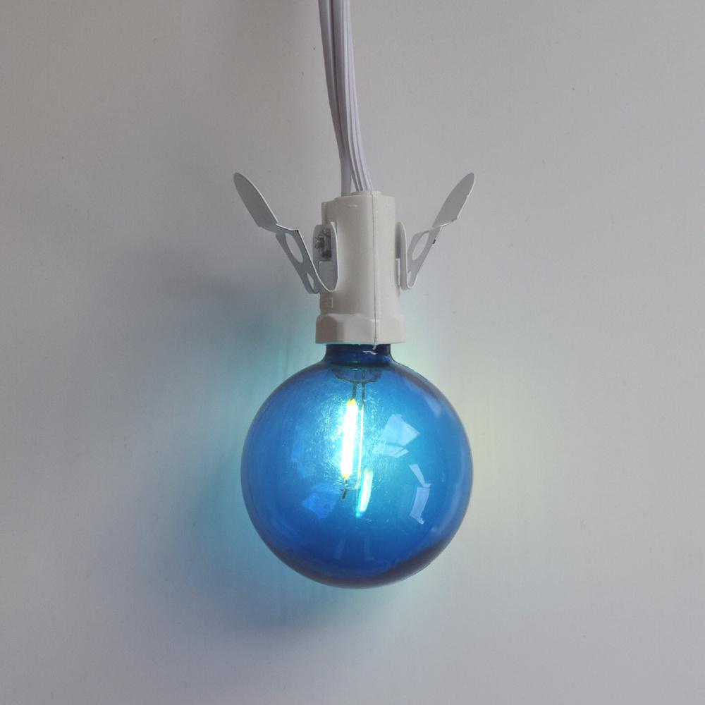 Blue LED Filament G50 Globe Shatterproof Energy Saving Colored Light Bulb, Dimmable, 1W,  E12 Candelabra Base - Luna Bazaar | Boho &amp; Vintage Style Decor