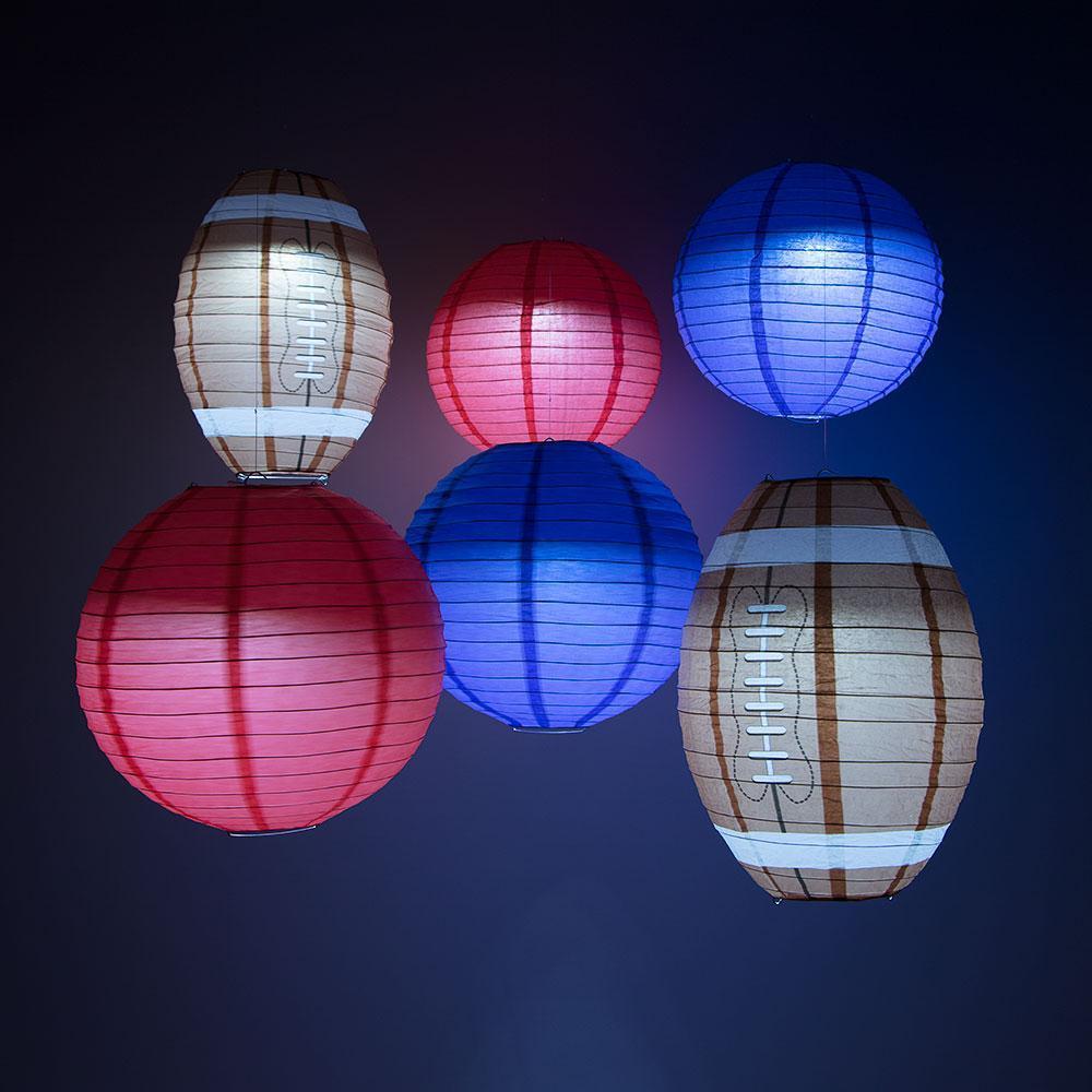 Buffalo Pro Football Paper Lanterns 6pc Combo Tailgating Party Pack (Blue/Red) - by Luna Bazaar - Discover. Decorate. Celebrate.