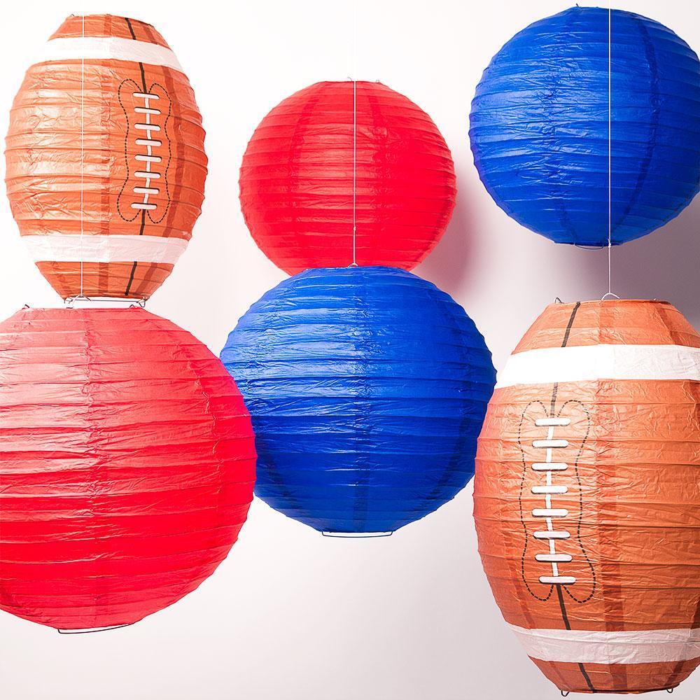 Buffalo Pro Football Paper Lanterns 6pc Combo Tailgating Party Pack (Blue/Red) - by Luna Bazaar - Discover. Decorate. Celebrate.
