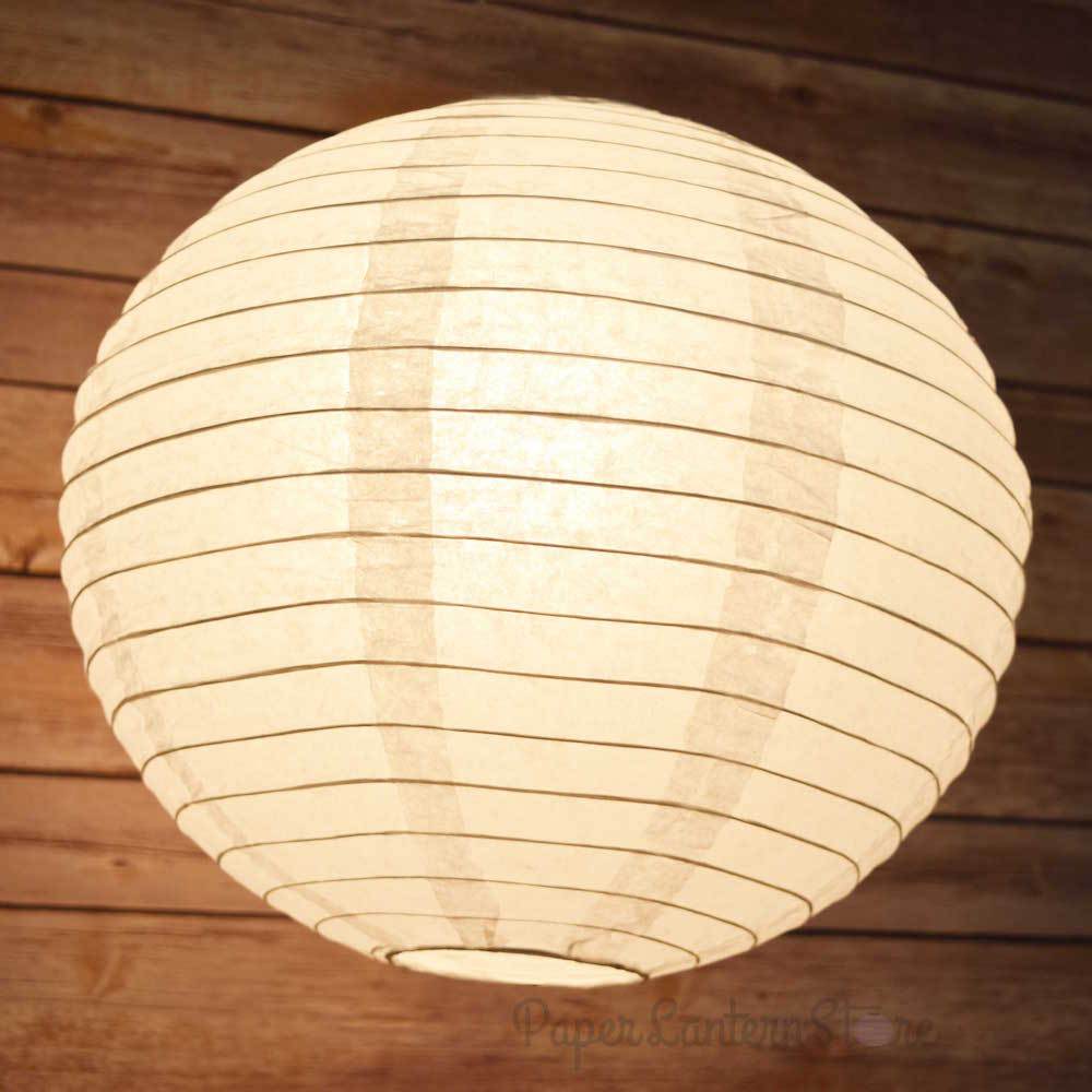 100-Pack 18&quot; White Parallel Ribbing Round Paper Lanterns - Luna Bazaar | Boho &amp; Vintage Style Decor