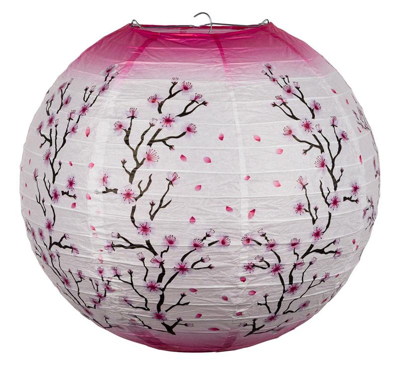 14 Inch Pink Cherry Blossom Tree Japanese Paper Lantern - Luna Bazaar | Boho &amp; Vintage Style Decor