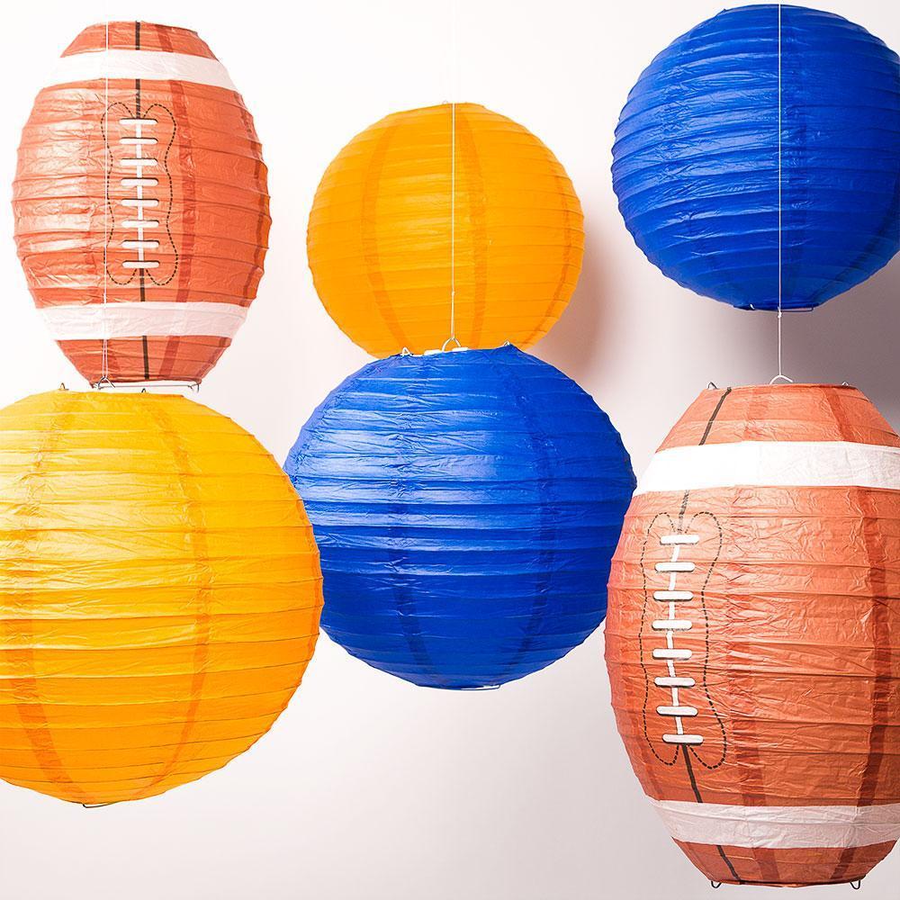 Chicago Pro Football Paper Lanterns 6pc Combo Tailgating Party Pack (Orange/Navy)  - by Luna Bazaar - Discover. Decorate. Celebrate.