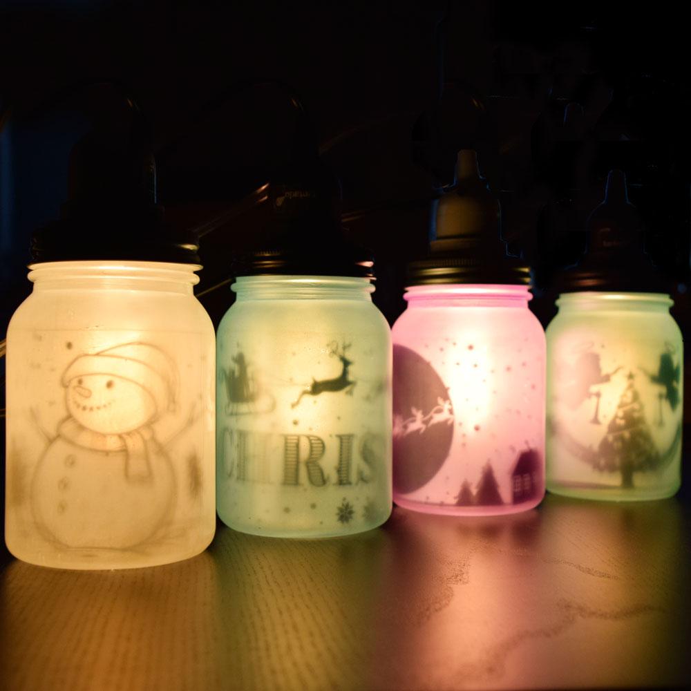 Decorative Christmas Holiday Frosted Pendant Light Mason Jar Luminaries Set (4 PACK) - COMPLETE KIT - Luna Bazaar | Boho &amp; Vintage Style Decor