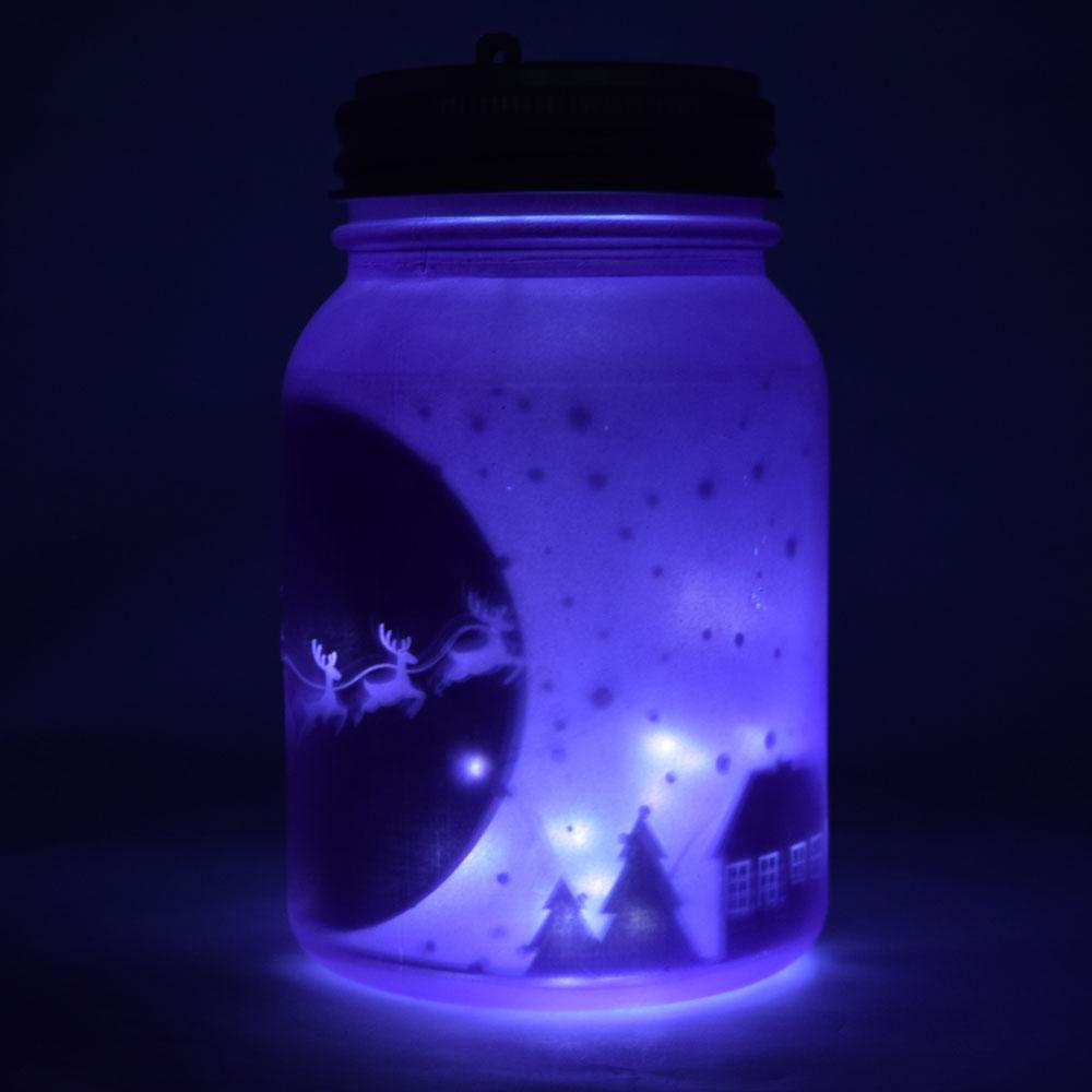 Decorative Christmas Holiday Frosted Mason Jar Luminaries Lantern Set (Battery Operated, 4 PACK) - COMPLETE KIT - Luna Bazaar | Boho &amp; Vintage Style Decor