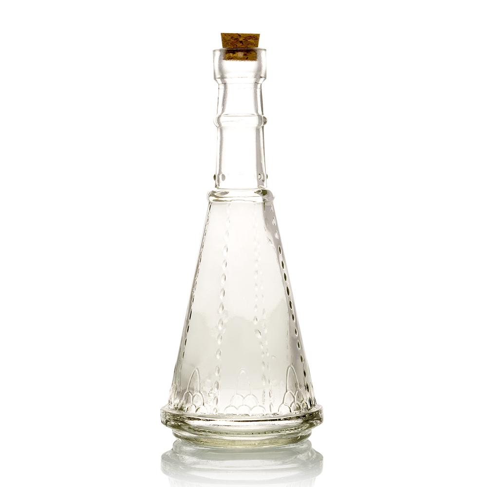 6.6&quot; Marguerite Clear Vintage Glass Bottle with Wedding Flower Bud Vase with Cork - Luna Bazaar | Boho &amp; Vintage Style Decor