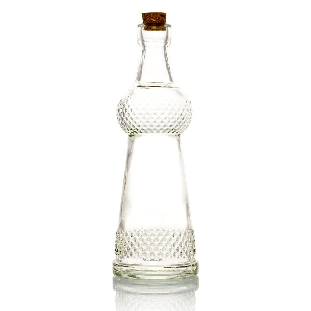 6.6&quot; Savannah Clear Vintage Glass Bottle with Wedding Flower Bud Vase with Cork - Luna Bazaar | Boho &amp; Vintage Style Decor