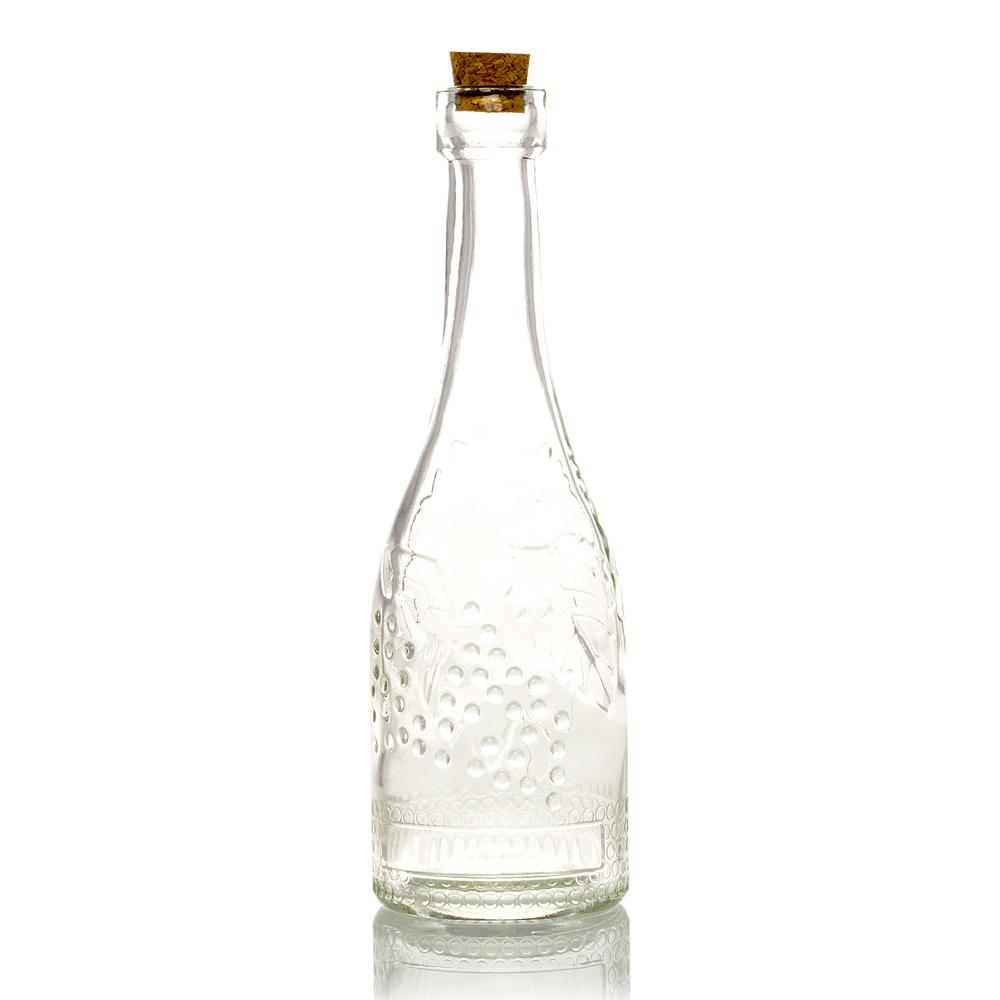 6.6&quot; Stella Clear Vintage Glass Bottle with Wedding Flower Bud Vase with Cork - Luna Bazaar | Boho &amp; Vintage Style Decor
