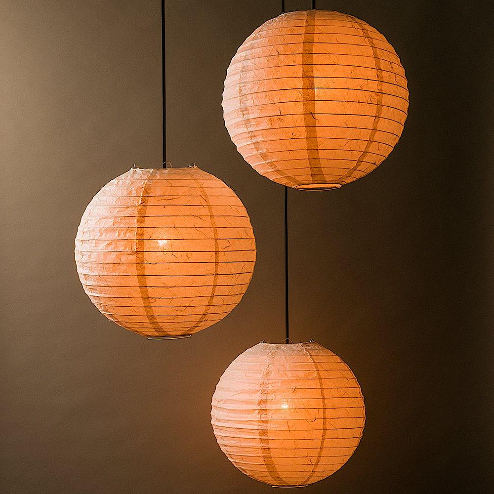 3-Pack 12" Cloud Dragon Japanese Kozo Unryu Fibrous Paper Lantern Shade - Luna Bazaar | Boho & Vintage Style Decor