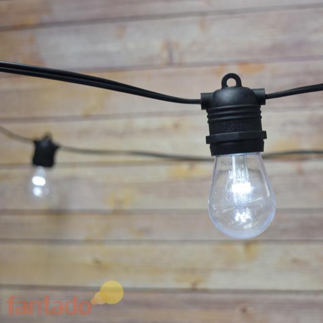 10 Socket Weatherproof Outdoor Commercial String Light Set, Shatterproof LED Light Bulbs Cool White, 21 FT Black Cord, Weatherproof - Luna Bazaar | Boho &amp; Vintage Style Decor