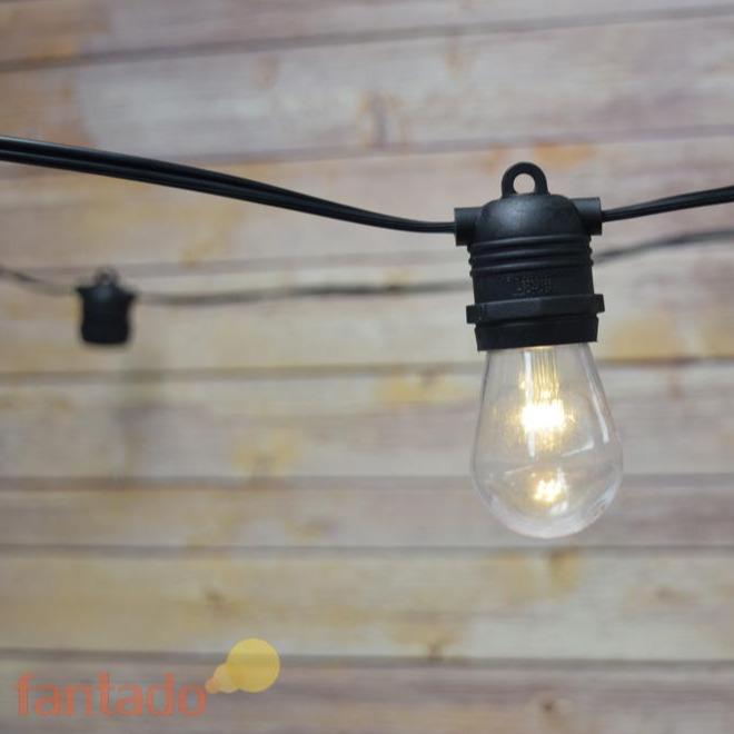 10 Socket Weatherproof Outdoor Commercial String Light Set, Shatterproof LED Light Bulbs Warm White, 21 FT Black Cord, Weatherproof - Luna Bazaar | Boho & Vintage Style Decor