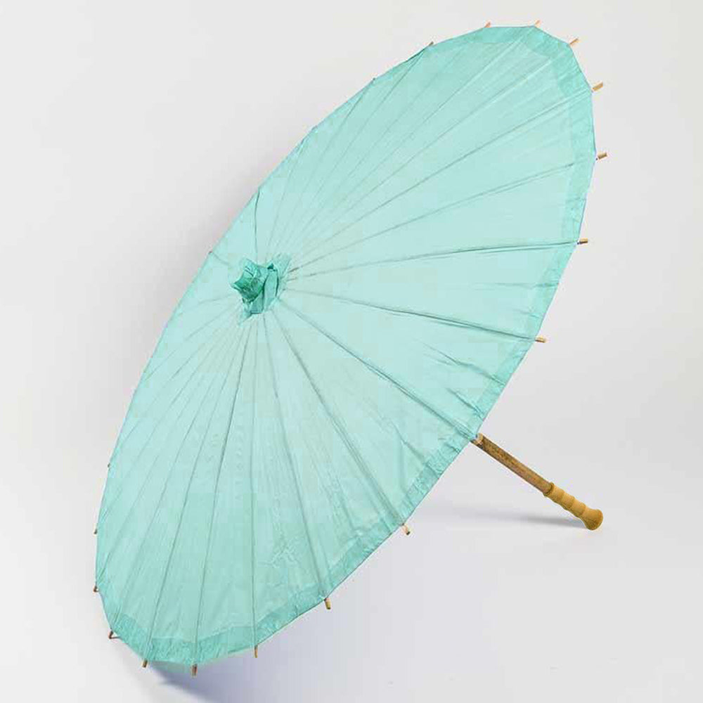 BULK PACK (10-Pack) 32 Inch Cool Mint Green Paper Parasol Umbrella with Elegant Handle - Luna Bazaar | Boho &amp; Vintage Style Decor