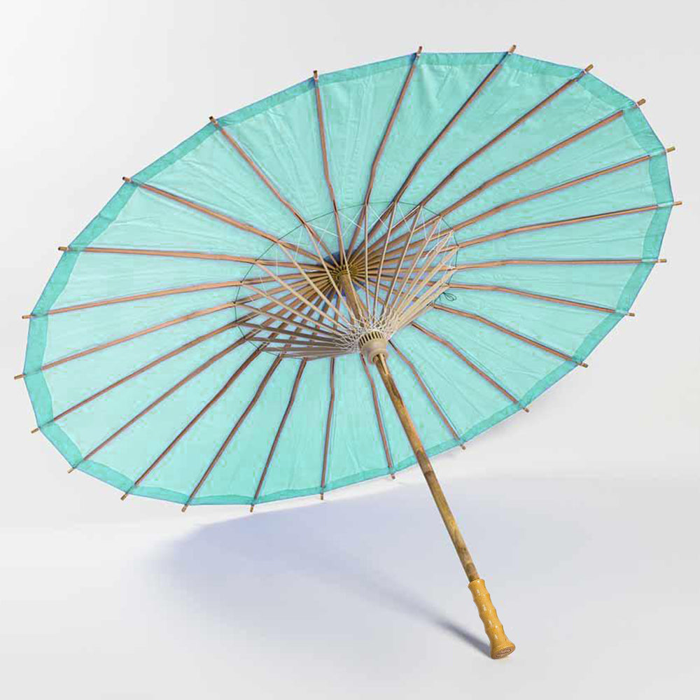 BULK PACK (6-Pack) 32 Inch Cool Mint Green Paper Parasol Umbrella with Elegant Handle - Luna Bazaar | Boho &amp; Vintage Style Decor