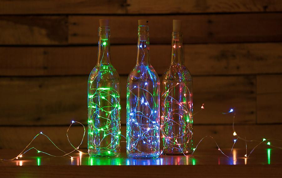 3-Pack 3 Ft 20 Super Bright RGB LED Battery Operated Wine Bottle lights With Cork DIY Fairy String Light For Home Wedding Party Decoration - Luna Bazaar | Boho &amp; Vintage Style Decor
