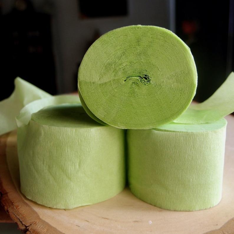 CLOSEOUT Light Lime Green Crepe Paper Streamer Party Decorations (195FT Total, 3 PACK) - Luna Bazaar | Boho & Vintage Style Decor