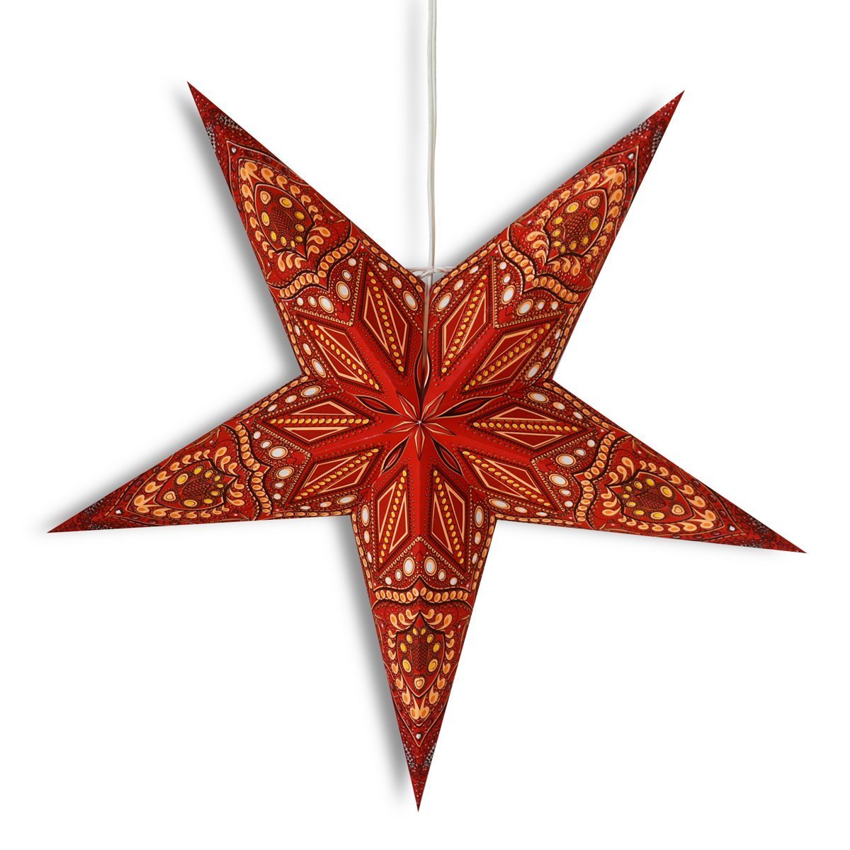 3-PACK + Cord | 24&quot; Red Crystal Paper Star Lantern and Lamp Cord Hanging Decoration - LunaBazaar.com - Discover. Decorate. Celebrate.