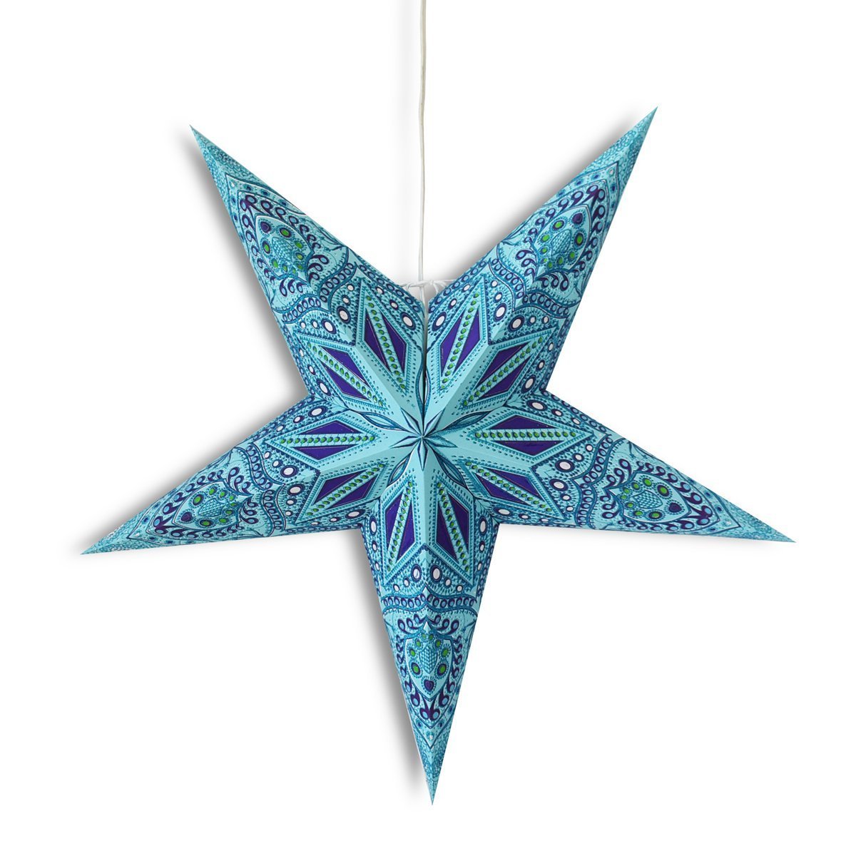 24&quot; Turquoise Crystal Glitter Paper Star Lantern, Hanging Wedding &amp; Party Decoration - LunaBazaar.com - Discover. Decorate. Celebrate.