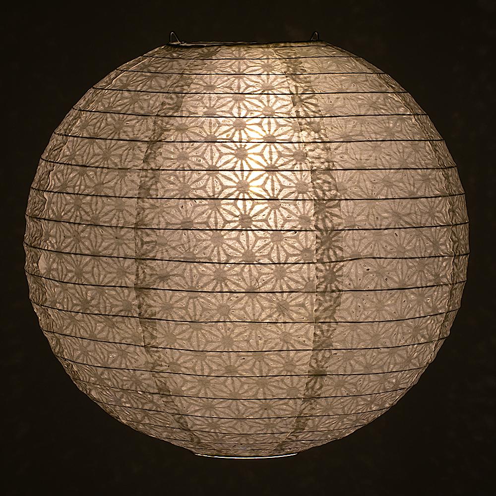 3-Pack 12&quot; White Daisy Japanese Kozo Unryu Fibrous Paper Lantern Shade - Luna Bazaar | Boho &amp; Vintage Style Decor