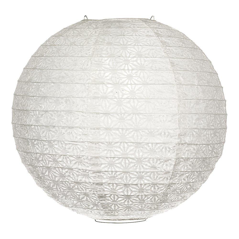 12&quot; White Daisy Japanese Kozo Unryu Fibrous Paper Lantern Shade - Luna Bazaar | Boho &amp; Vintage Style Decor