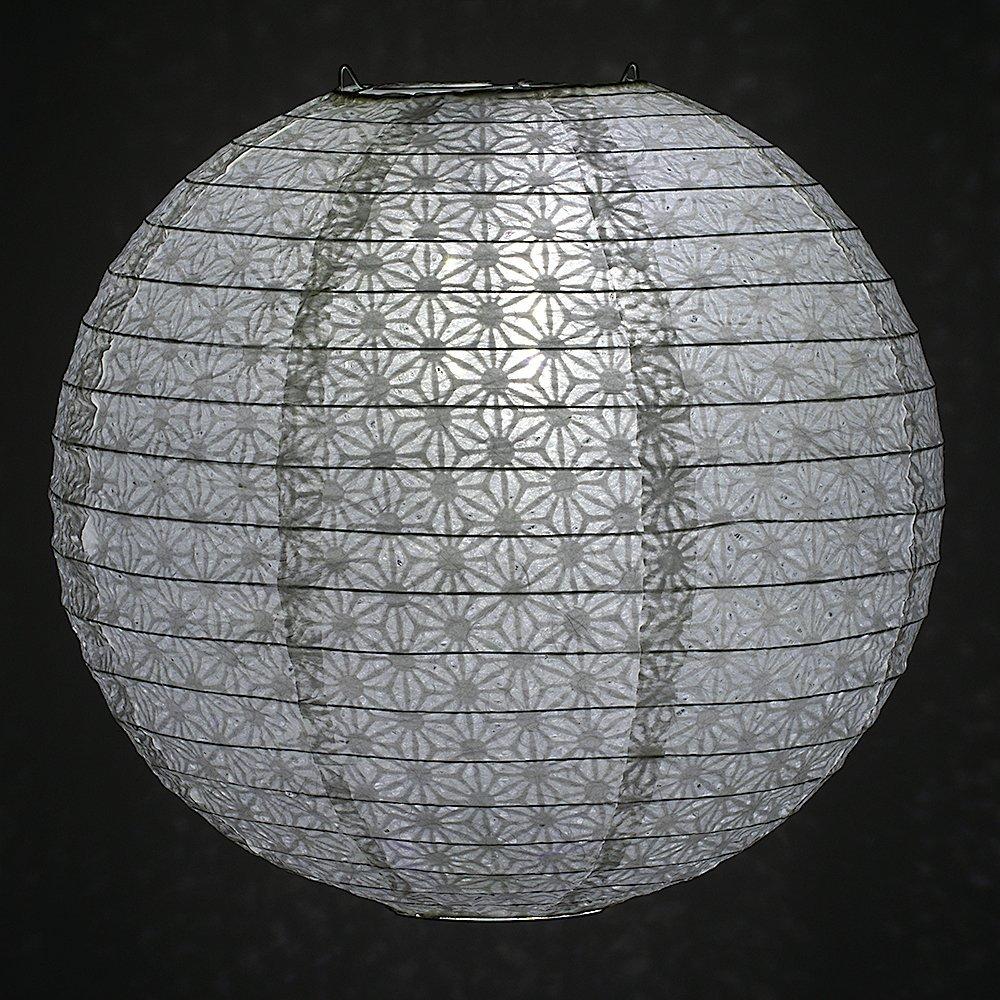 12&quot; White Daisy Japanese Kozo Unryu Fibrous Paper Lantern Shade - Luna Bazaar | Boho &amp; Vintage Style Decor
