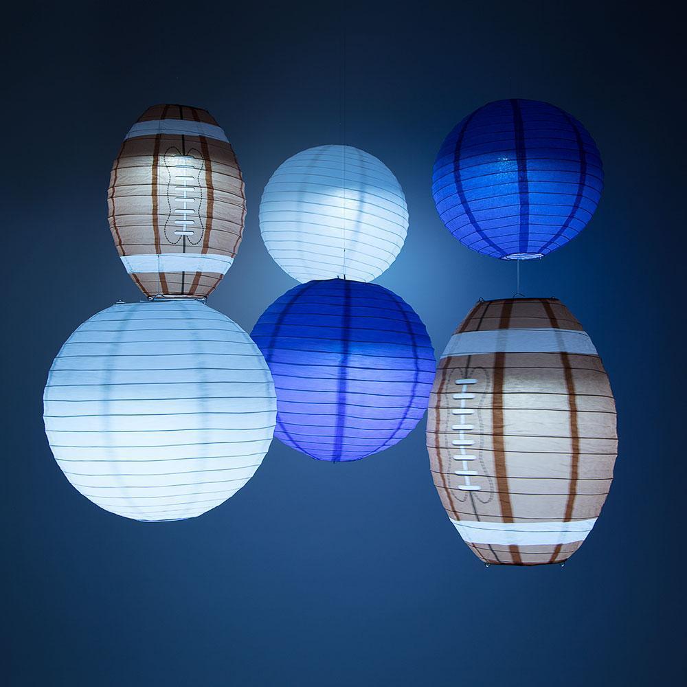Dallas Pro Football Paper Lanterns 6pc Combo Tailgating Party Pack (Blue/White)  - by Luna Bazaar - Discover. Decorate. Celebrate.
