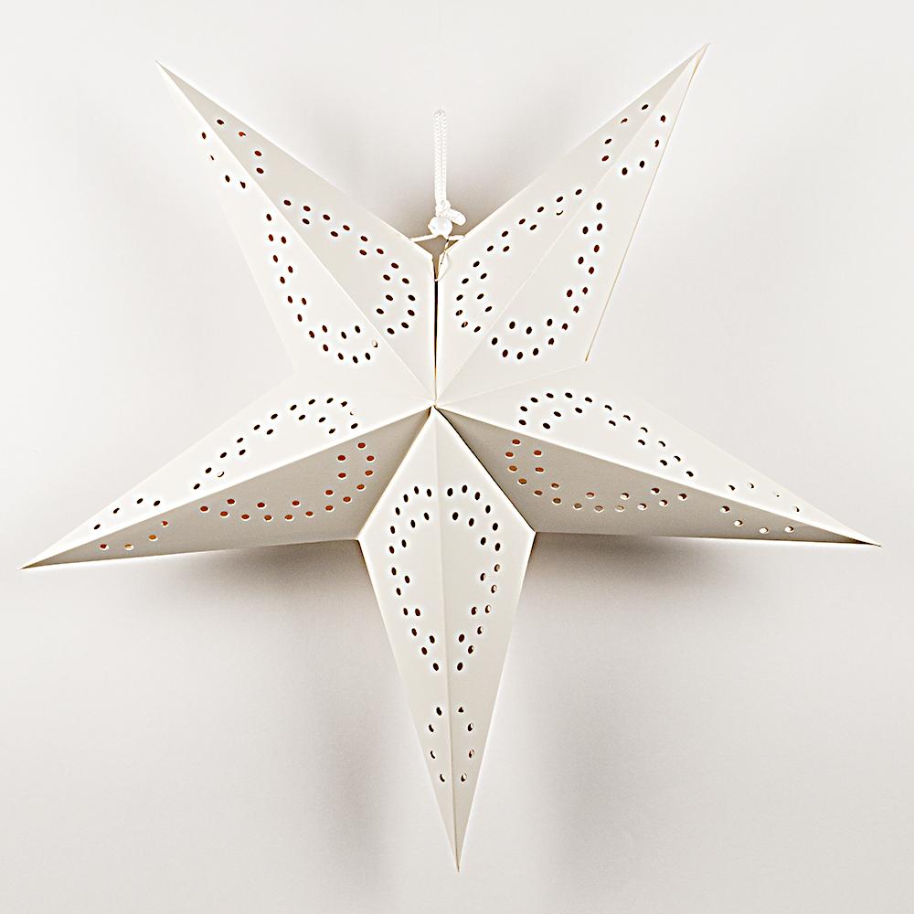 26" Solid White Dot Cut-Out Paper Star Lantern Decoration - Luna Bazaar | Boho & Vintage Style Decor