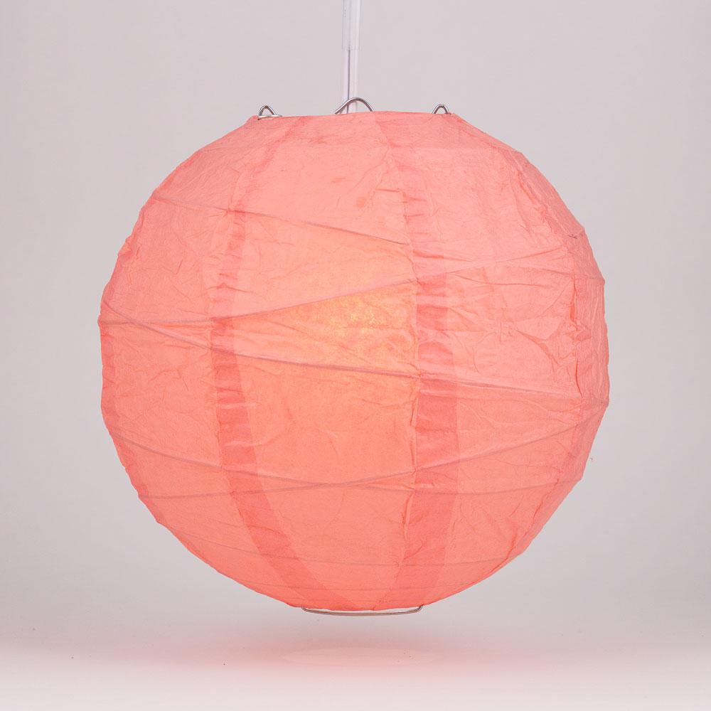 24 Inch Roseate / Pink Coral Free-Style Ribbing Round Paper Lantern - Luna Bazaar | Boho &amp; Vintage Style Decor
