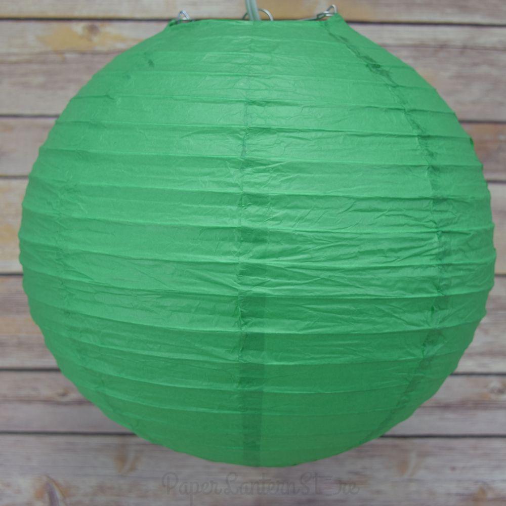 4 Inch Emerald Green Parallel Ribbing Round Paper Lantern (10 PACK) - Luna Bazaar | Boho &amp; Vintage Style Decor