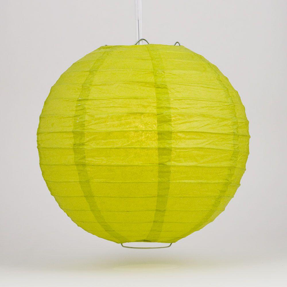 4 Inch Chartreuse Parallel Ribbing Round Paper Lantern (10 PACK) - Luna Bazaar | Boho &amp; Vintage Style Decor