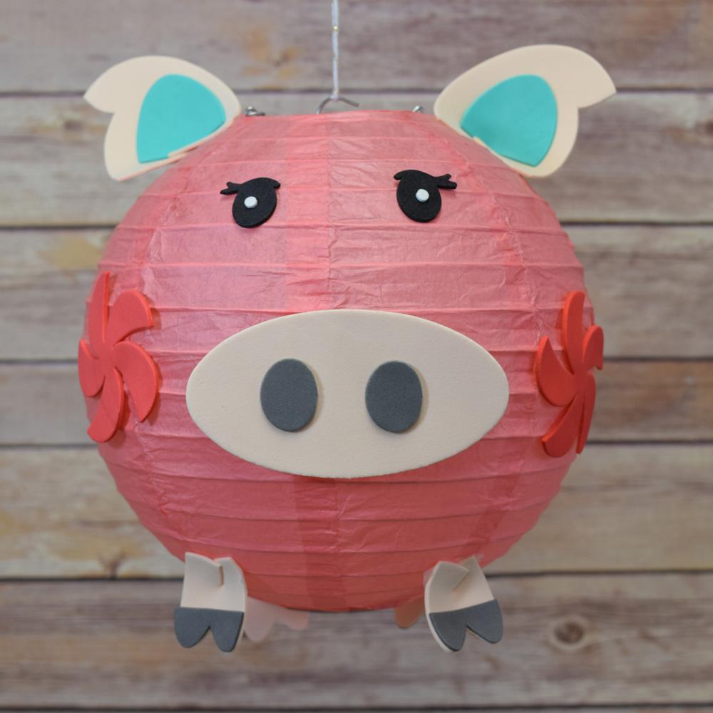 8&quot; Paper Lantern Animal Face DIY Kit - Pig (Kid Craft Project) - Luna Bazaar | Boho &amp; Vintage Style Decor