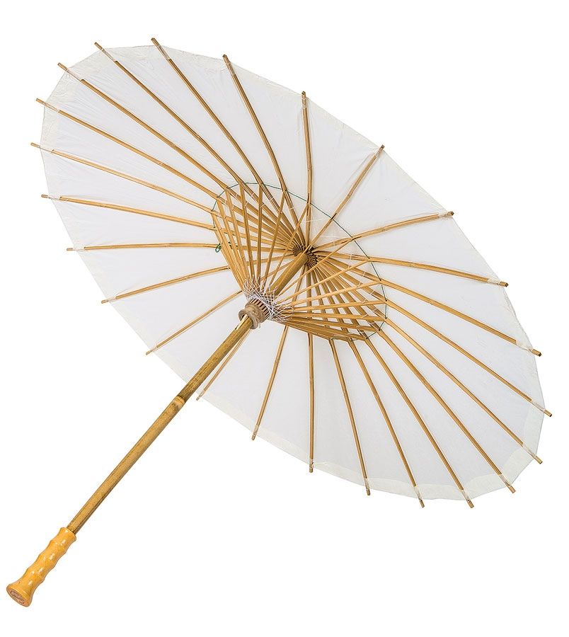 28 Inch Wedding White Paper Parasol Umbrellas with Elegant Handle