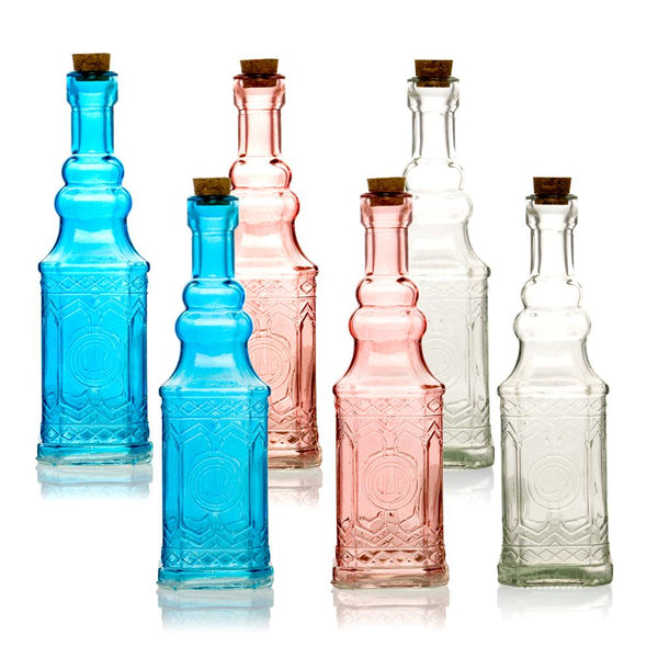 6pc Ella Colorful Decorative Vintage Glass Bottles and Flower Vases We ...