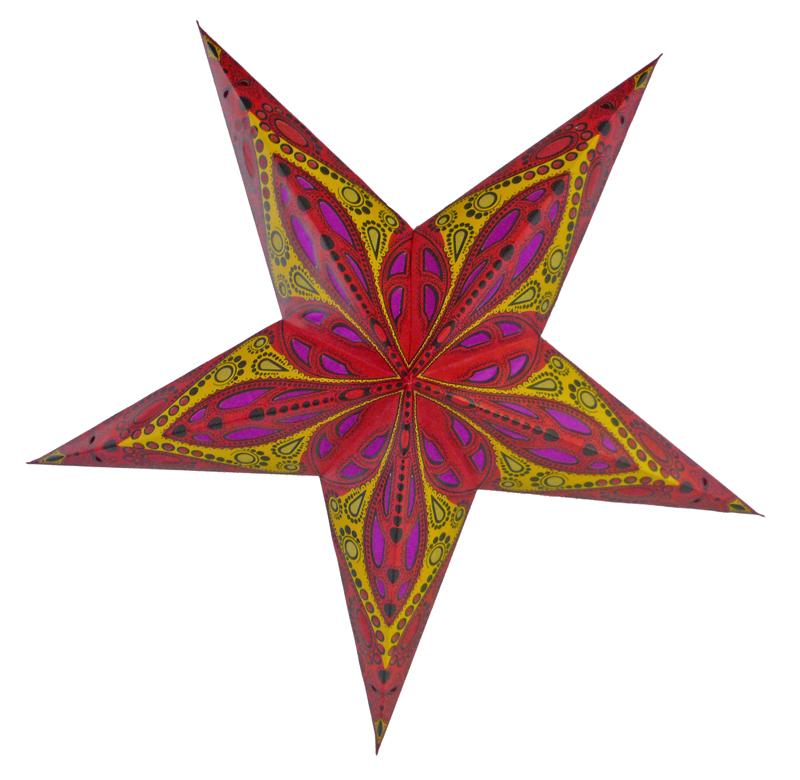 24&quot; Red Exotic Dahlia Paper Star Lantern, Chinese Hanging Wedding &amp; Party Decoration - Luna Bazaar - Discover. Celebrate. Decorate.