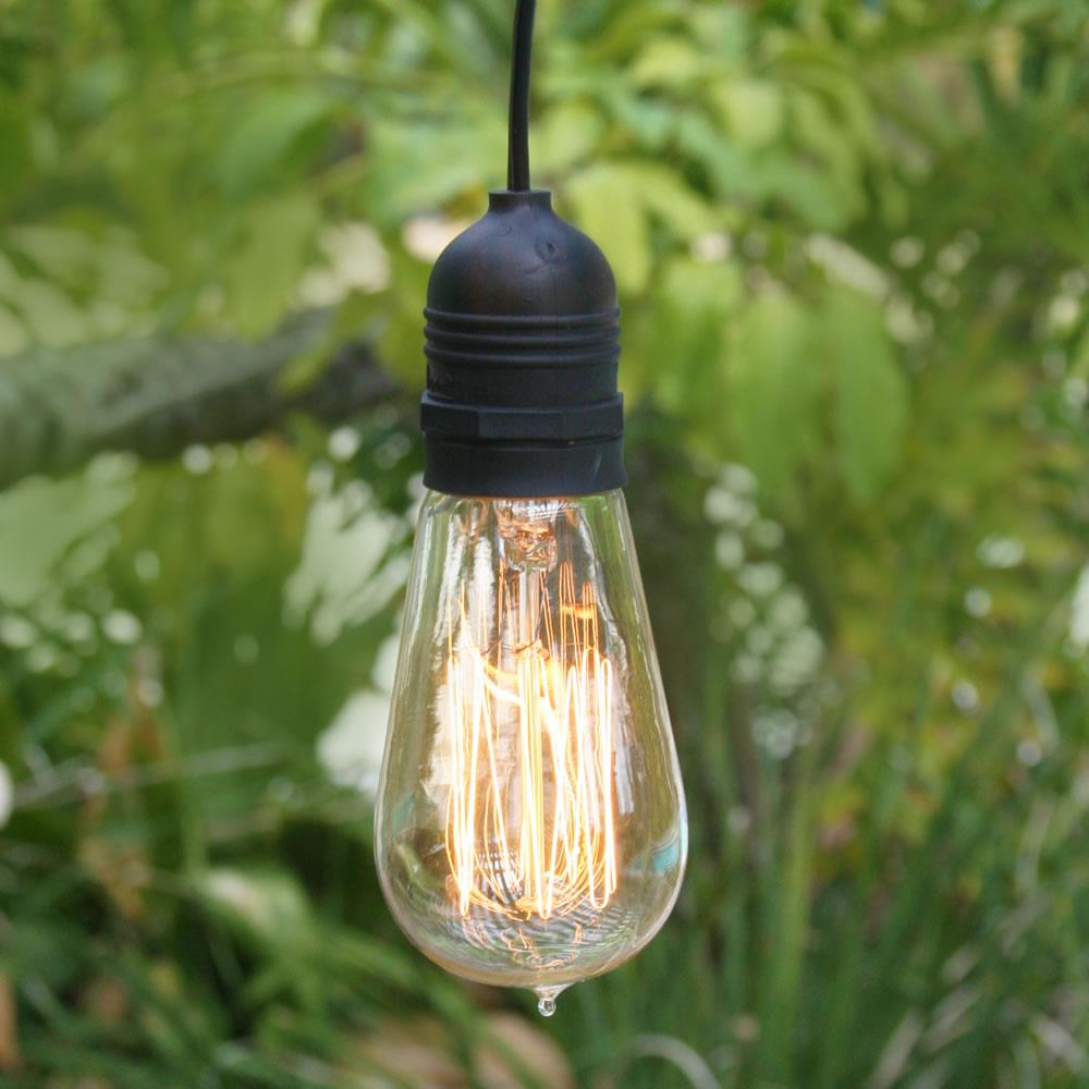 Extra Long 25FT Single Socket Black Weatherproof Outdoor Pendant Light Lamp Cord - Luna Bazaar | Boho &amp; Vintage Style Decor