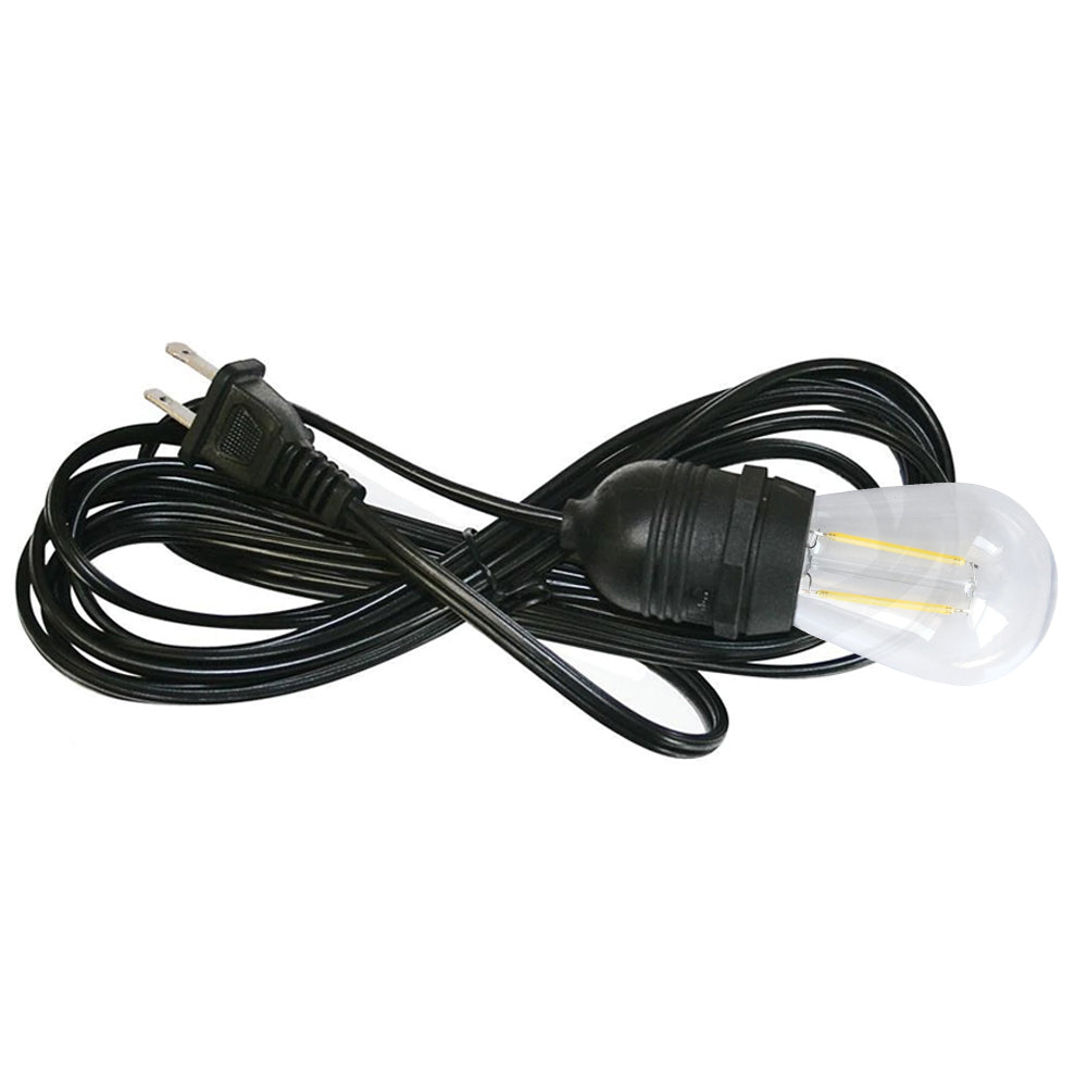 CORD + Shatterproof Bulb | Black Weatherproof Outdoor Pendant Light Lamp Cord Combo Kit, S14 Cool White Bulb - Luna Bazaar | Boho &amp; Vintage Style Decor