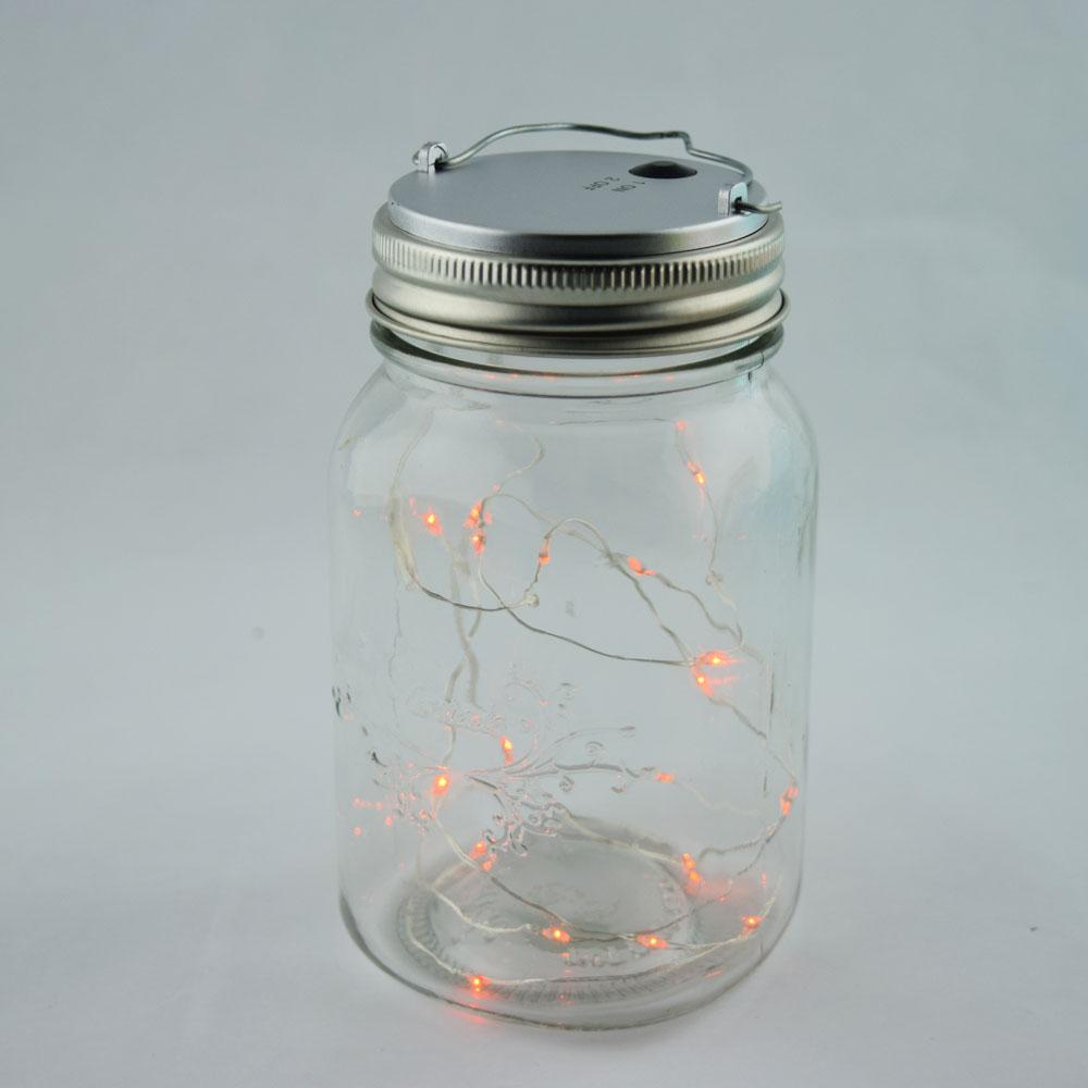 CLOSEOUT Fantado Wide Mouth Clear Mason Jar Light w/ Hanging Orange Fairy LED Kit - Luna Bazaar | Boho &amp; Vintage Style Decor