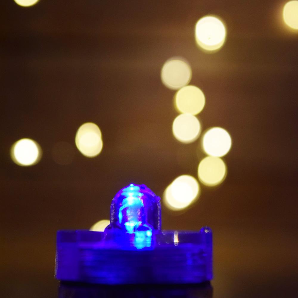 CLOSEOUT Blue LED Submersible Waterproof Flower Floral Tea Lights (Twist On/Off) (12 Pack) - Luna Bazaar | Boho &amp; Vintage Style Decor