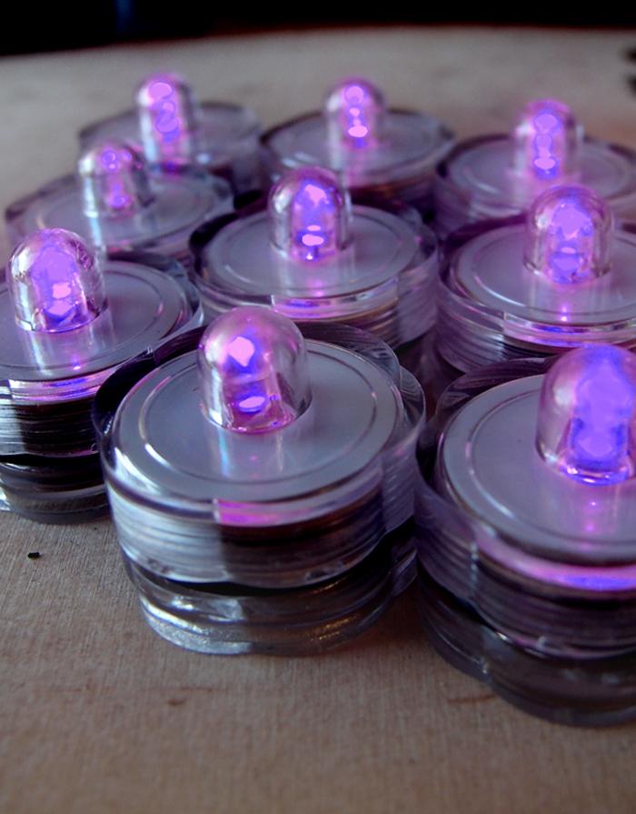 CLOSEOUT Purple LED Submersible Waterproof Flower Floral Tea Lights (12 PACK) - Luna Bazaar | Boho &amp; Vintage Style Decor