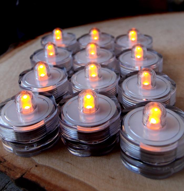 12 Warm White LED Submersible Tea Lights – Waterproof For Wedding & Decor
