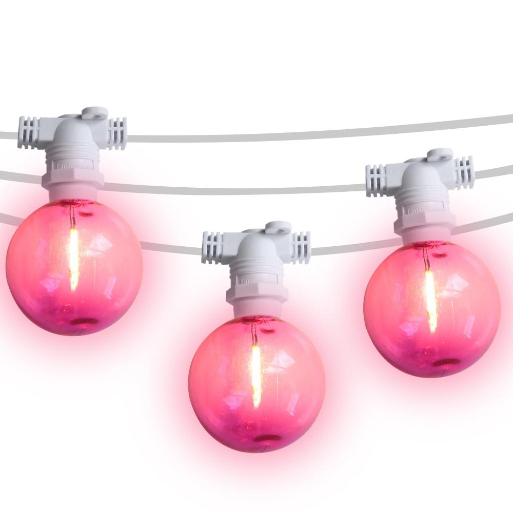 25 Socket Multi-Color Outdoor Commercial String Light Set, 29 FT White Cord w/ 1-Watt Shatterproof LED Bulbs, Weatherproof - Luna Bazaar | Boho &amp; Vintage Style Decor