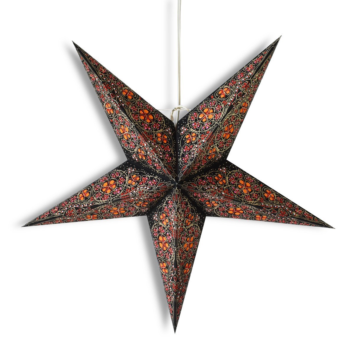 3-PACK + Cord | 24&quot; Red Garden Paper Star Lantern and Lamp Cord Hanging Decoration - LunaBazaar.com - Discover. Decorate. Celebrate.