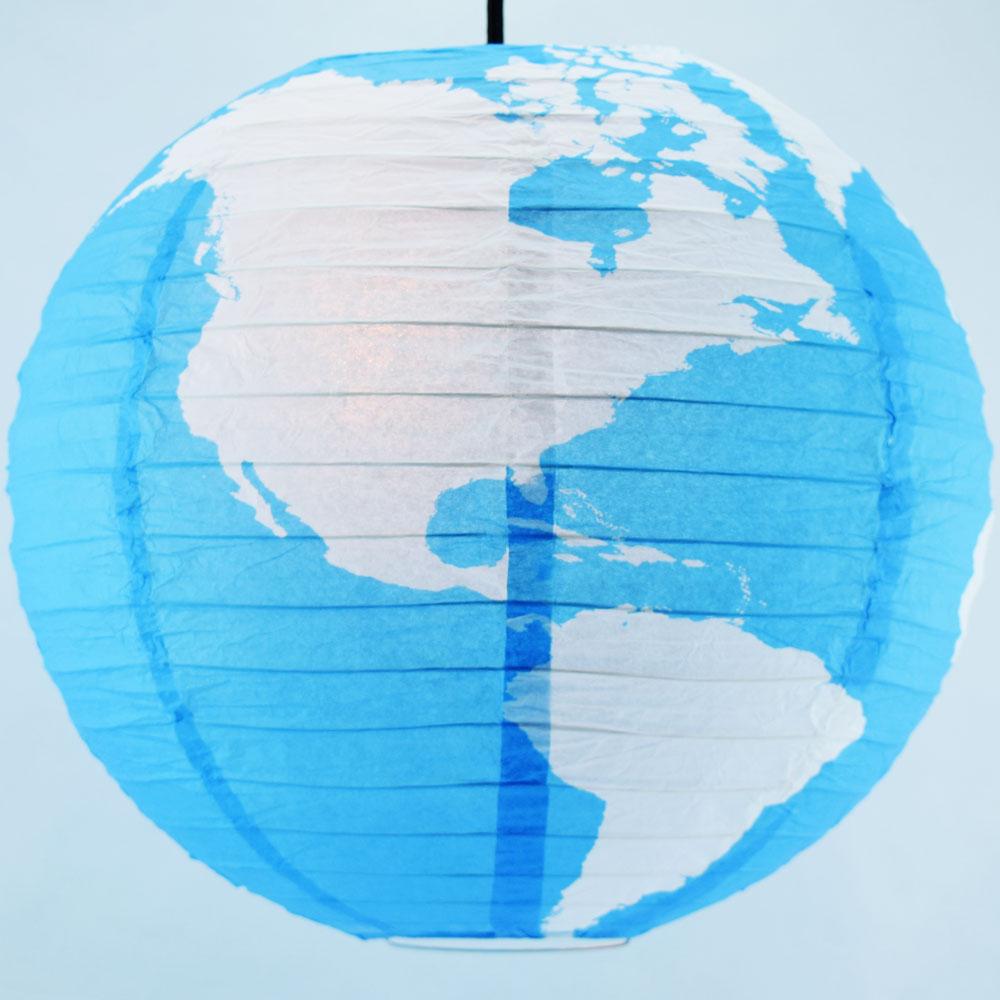 14 Inch Greater Detailed World Earth Globe Paper Lantern - Luna Bazaar | Boho &amp; Vintage Style Decor