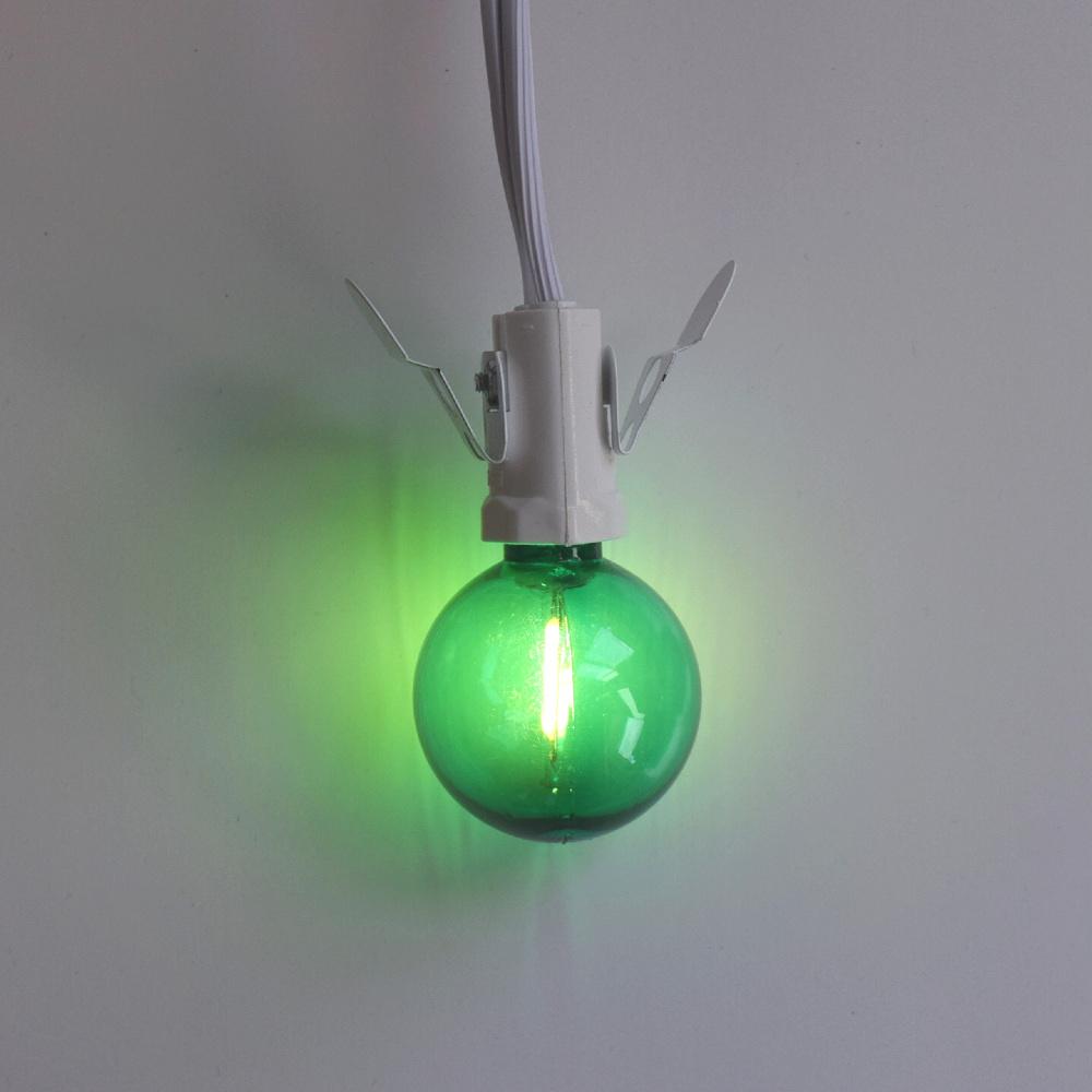 Green LED Filament G40 Globe Shatterproof Energy Saving Colored Light Bulb, Dimmable, 1W,  E12 Candelabra Base - Luna Bazaar | Boho &amp; Vintage Style Decor
