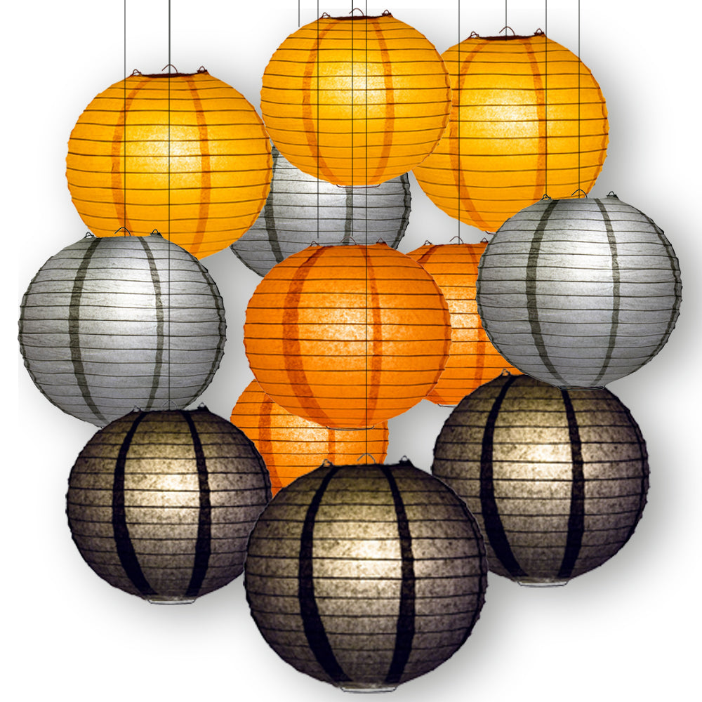 Halloween Celebration Party Pack Parallel Ribbed Paper Lantern Combo Set (12 pc Set) - LunaBazaar - Discover. Decorate. Celebrate.