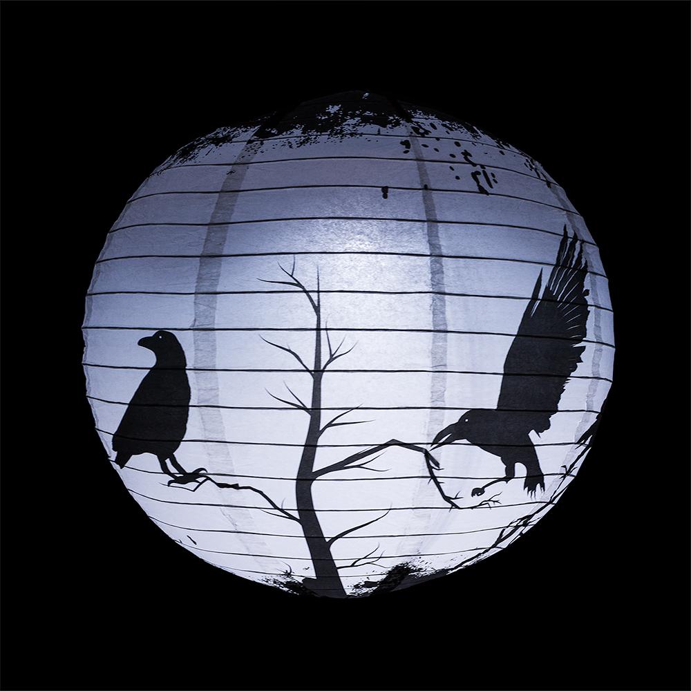 14 Inch Halloween Crows Scary Black Birds Paper Lantern - Luna Bazaar | Boho & Vintage Style Decor