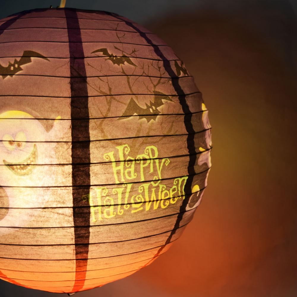 12 Inch Ghosts and Bats Happy Halloween Paper Lantern - Luna Bazaar | Boho &amp; Vintage Style Decor