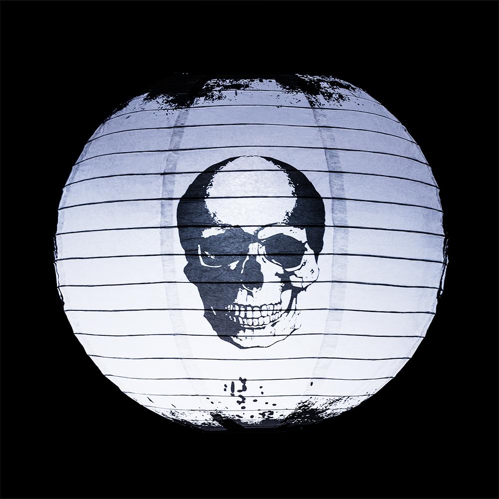 14 Inch Halloween Skull Skeleton Face Paper Lantern - Luna Bazaar | Boho &amp; Vintage Style Decor